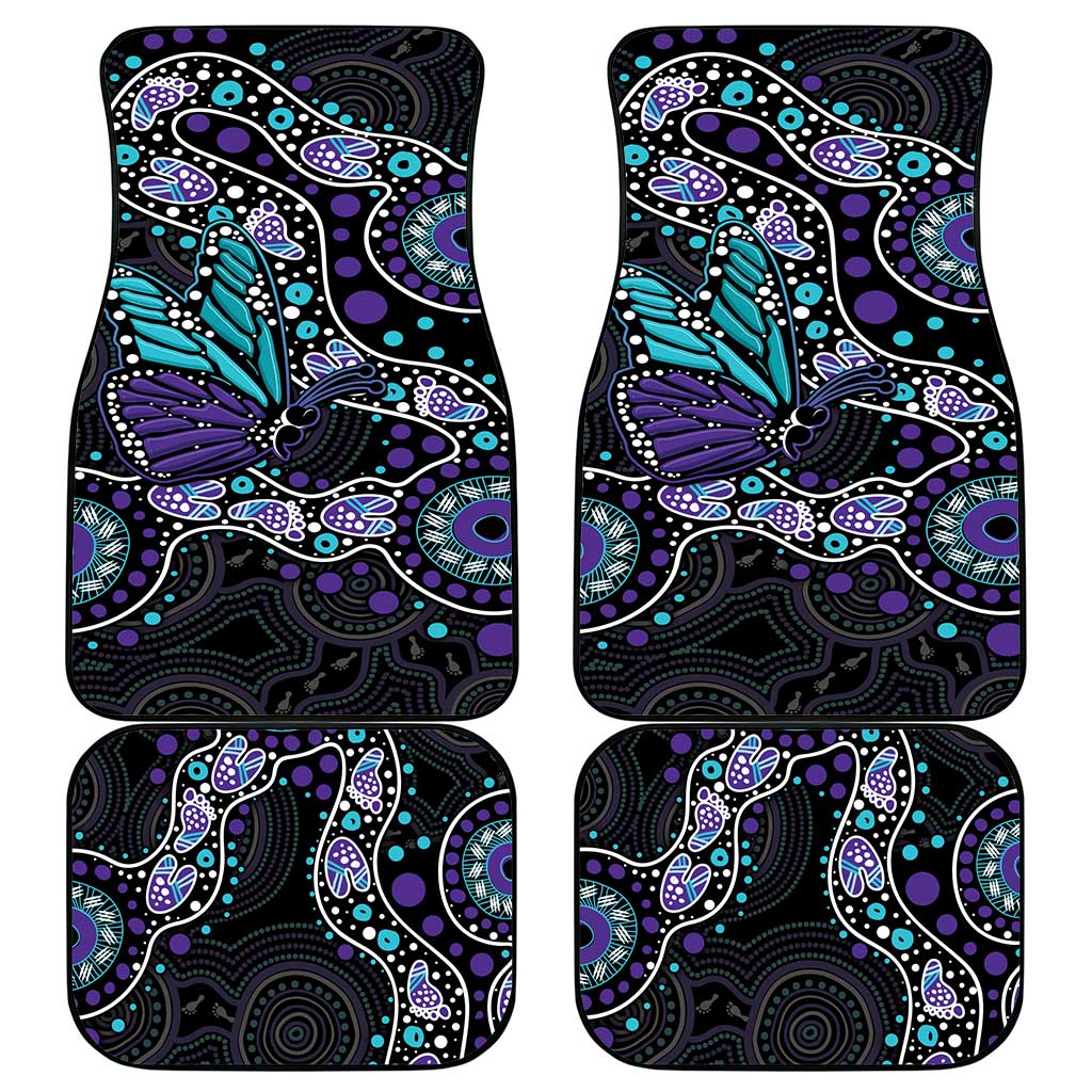 Australia Indigenous Car Mats Teal & Purple Ribbon Butterfly Aboriginal Arts