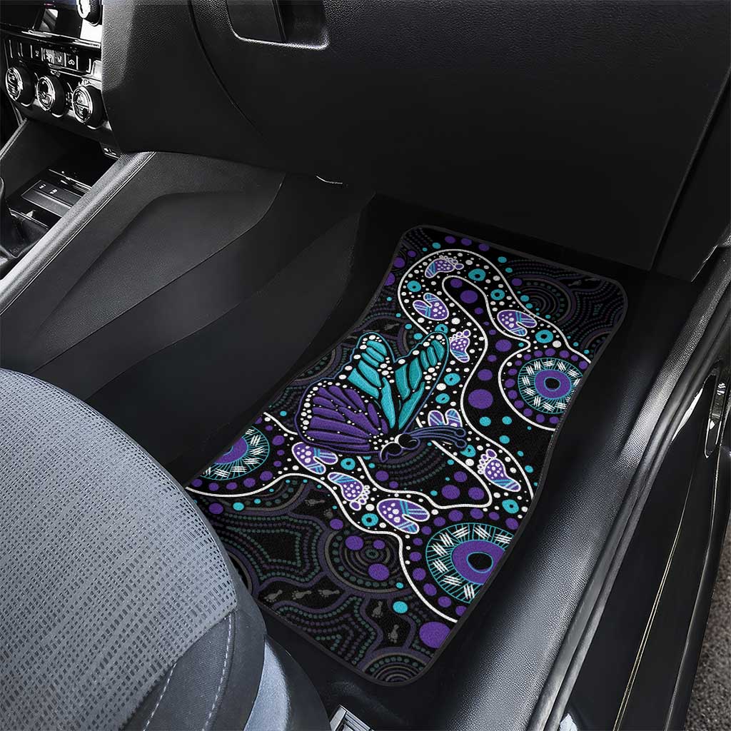 Australia Indigenous Car Mats Teal & Purple Ribbon Butterfly Aboriginal Arts