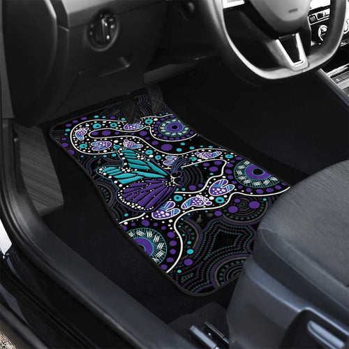 Australia Indigenous Car Mats Teal & Purple Ribbon Butterfly Aboriginal Arts