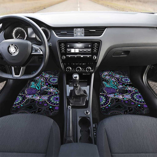 Australia Indigenous Car Mats Teal & Purple Ribbon Butterfly Aboriginal Arts