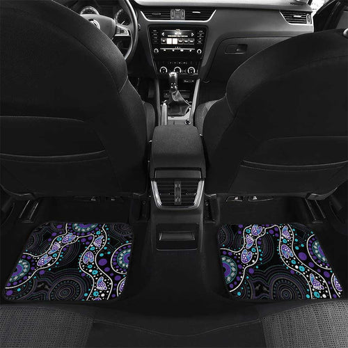 Australia Indigenous Car Mats Teal & Purple Ribbon Butterfly Aboriginal Arts