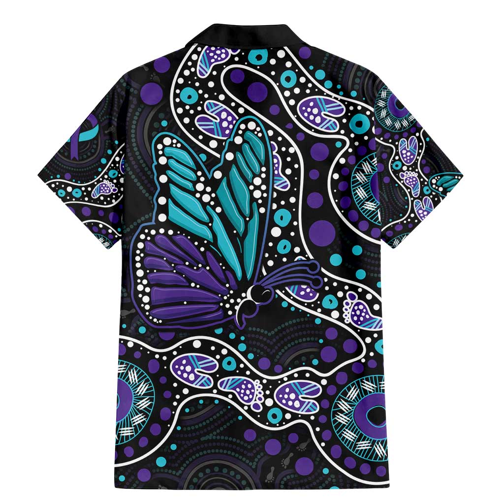 Australia Indigenous Family Matching Mermaid Dress and Hawaiian Shirt Teal & Purple Ribbon Butterfly Aboriginal Arts