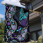 Australia Indigenous Garden Flag Teal & Purple Ribbon Butterfly Aboriginal Arts