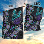 Australia Indigenous Garden Flag Teal & Purple Ribbon Butterfly Aboriginal Arts