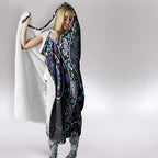 Australia Indigenous Hooded Blanket Teal & Purple Ribbon Butterfly Aboriginal Arts
