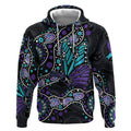 Australia Indigenous Hoodie Teal & Purple Ribbon Butterfly Aboriginal Arts
