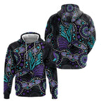 Australia Indigenous Hoodie Teal & Purple Ribbon Butterfly Aboriginal Arts