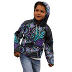 Australia Indigenous Kid Hoodie Teal & Purple Ribbon Butterfly Aboriginal Arts