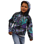 Australia Indigenous Kid Hoodie Teal & Purple Ribbon Butterfly Aboriginal Arts