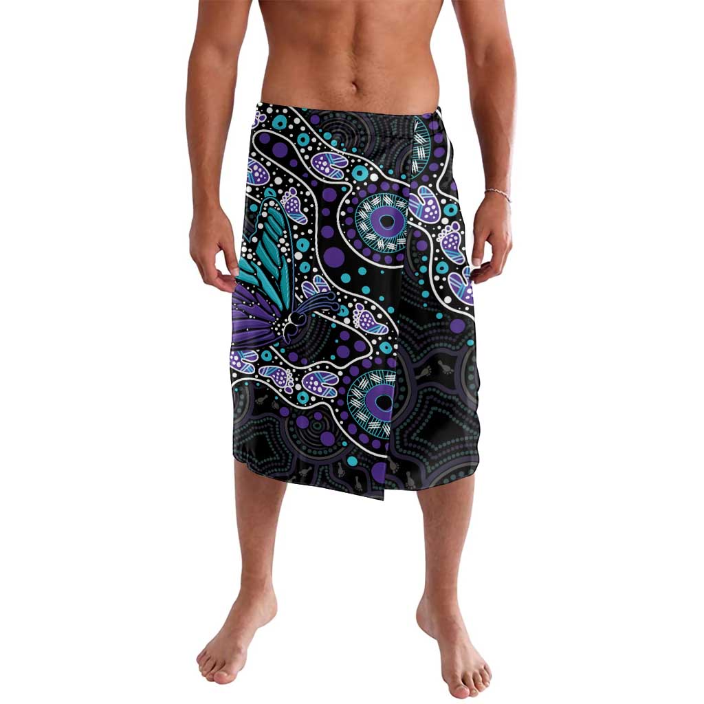 Australia Indigenous Lavalava Teal & Purple Ribbon Butterfly Aboriginal Arts
