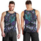 Australia Indigenous Men Tank Top Teal & Purple Ribbon Butterfly Aboriginal Arts