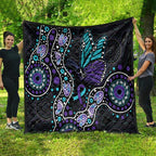 Australia Indigenous Quilt Teal & Purple Ribbon Butterfly Aboriginal Arts
