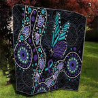 Australia Indigenous Quilt Teal & Purple Ribbon Butterfly Aboriginal Arts
