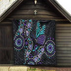 Australia Indigenous Quilt Teal & Purple Ribbon Butterfly Aboriginal Arts