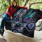 Australia Indigenous Quilt Teal & Purple Ribbon Butterfly Aboriginal Arts