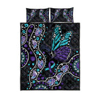 Australia Indigenous Quilt Bed Set Teal & Purple Ribbon Butterfly Aboriginal Arts