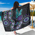 Australia Indigenous Sarong Teal & Purple Ribbon Butterfly Aboriginal Arts