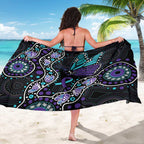 Australia Indigenous Sarong Teal & Purple Ribbon Butterfly Aboriginal Arts