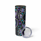 Australia Indigenous Skinny Tumbler Teal & Purple Ribbon Butterfly Aboriginal Arts