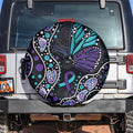 Australia Indigenous Spare Tire Cover Teal & Purple Ribbon Butterfly Aboriginal Arts