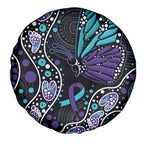 Australia Indigenous Spare Tire Cover Teal & Purple Ribbon Butterfly Aboriginal Arts