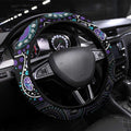Australia Indigenous Steering Wheel Cover Teal & Purple Ribbon Butterfly Aboriginal Arts