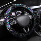 Australia Indigenous Steering Wheel Cover Teal & Purple Ribbon Butterfly Aboriginal Arts