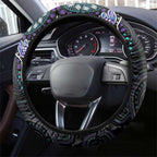 Australia Indigenous Steering Wheel Cover Teal & Purple Ribbon Butterfly Aboriginal Arts