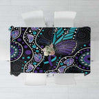 Australia Indigenous Tablecloth Teal & Purple Ribbon Butterfly Aboriginal Arts