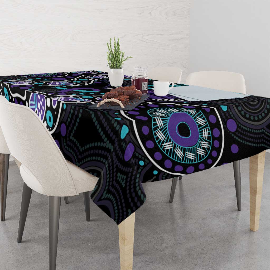 Australia Indigenous Tablecloth Teal & Purple Ribbon Butterfly Aboriginal Arts