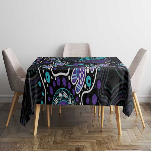 Australia Indigenous Tablecloth Teal & Purple Ribbon Butterfly Aboriginal Arts