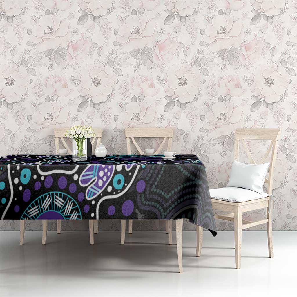Australia Indigenous Tablecloth Teal & Purple Ribbon Butterfly Aboriginal Arts