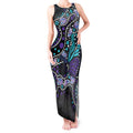 Australia Indigenous Tank Maxi Dress Teal & Purple Ribbon Butterfly Aboriginal Arts