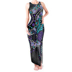 Australia Indigenous Tank Maxi Dress Teal & Purple Ribbon Butterfly Aboriginal Arts