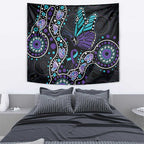 Australia Indigenous Tapestry Teal & Purple Ribbon Butterfly Aboriginal Arts