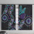 Australia Indigenous Window Curtain Teal & Purple Ribbon Butterfly Aboriginal Arts