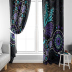 Australia Indigenous Window Curtain Teal & Purple Ribbon Butterfly Aboriginal Arts