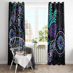Australia Indigenous Window Curtain Teal & Purple Ribbon Butterfly Aboriginal Arts