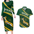 South Africa Rugby Personalized Bokke Couples Matching Long Sleeve Bodycon Dress and Hawaiian Shirt Springboks - Stronger Together - Aussie Hoodie