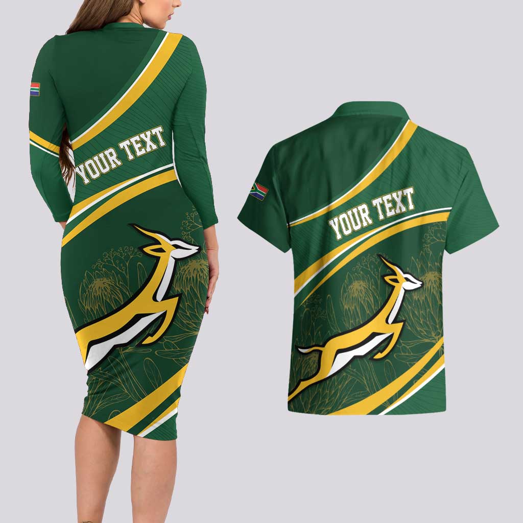 South Africa Rugby Personalized Bokke Couples Matching Long Sleeve Bodycon Dress and Hawaiian Shirt Springboks - Stronger Together - Aussie Hoodie