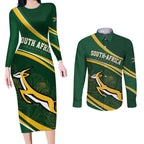 South Africa Rugby Personalized Bokke Couples Matching Long Sleeve Bodycon Dress and Long Sleeve Button Shirt Springboks - Stronger Together - Aussie Hoodie