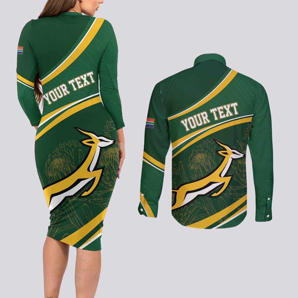 South Africa Rugby Personalized Bokke Couples Matching Long Sleeve Bodycon Dress and Long Sleeve Button Shirt Springboks - Stronger Together - Aussie Hoodie