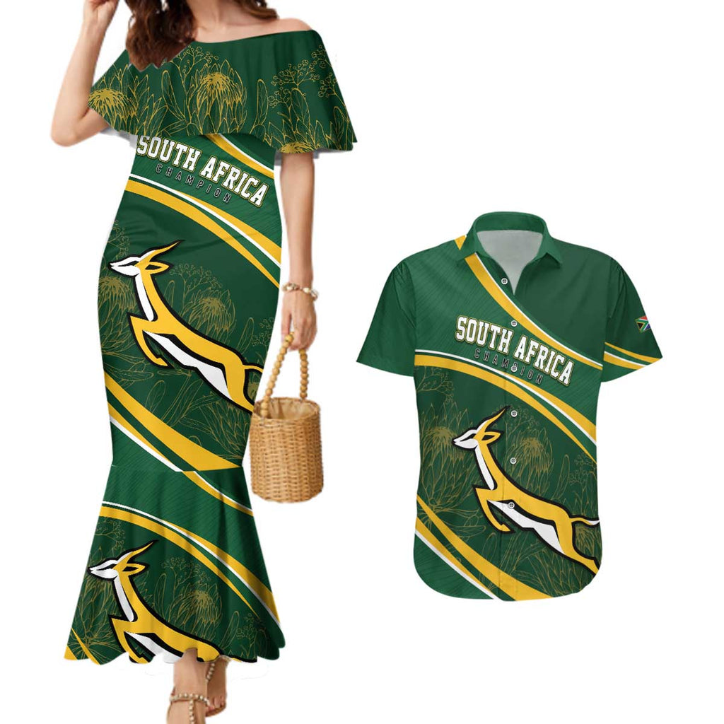 South Africa Rugby Personalized Bokke Couples Matching Mermaid Dress and Hawaiian Shirt Springboks - Stronger Together - Aussie Hoodie