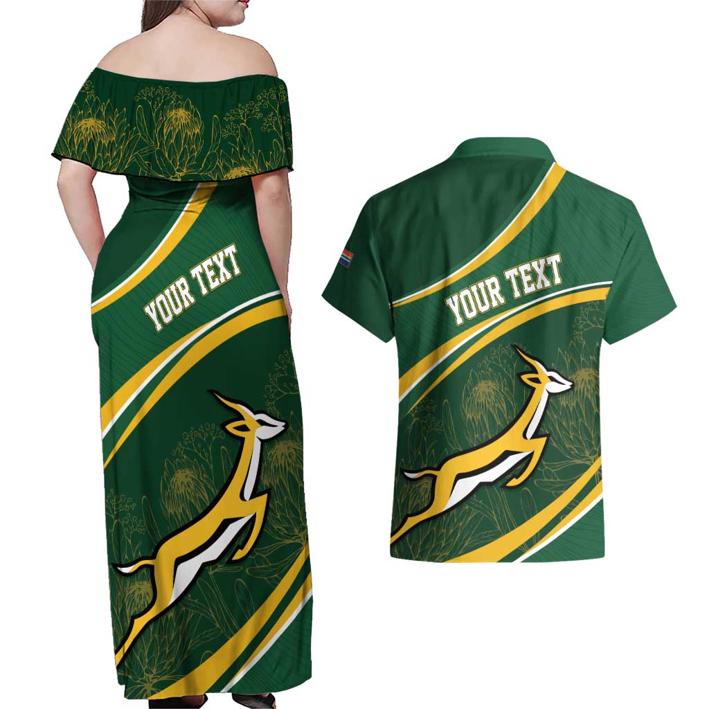 South Africa Rugby Personalized Bokke Couples Matching Off Shoulder Maxi Dress and Hawaiian Shirt Springboks - Stronger Together - Aussie Hoodie