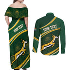 South Africa Rugby Personalized Bokke Couples Matching Off Shoulder Maxi Dress and Long Sleeve Button Shirt Springboks - Stronger Together - Aussie Hoodie