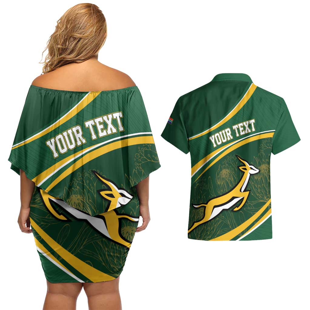 South Africa Rugby Personalized Bokke Couples Matching Off Shoulder Short Dress and Hawaiian Shirt Springboks - Stronger Together - Aussie Hoodie