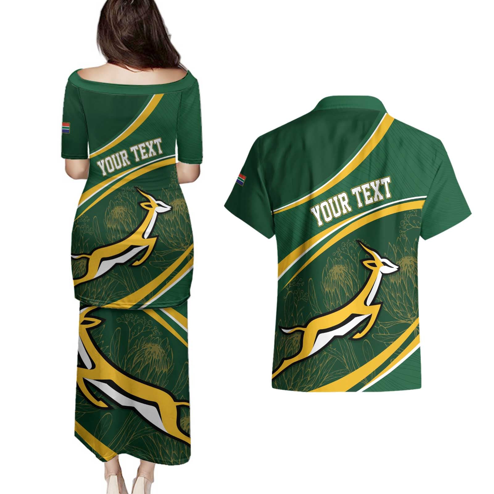 South Africa Rugby Personalized Bokke Couples Matching Puletasi and Hawaiian Shirt Springboks - Stronger Together - Aussie Hoodie