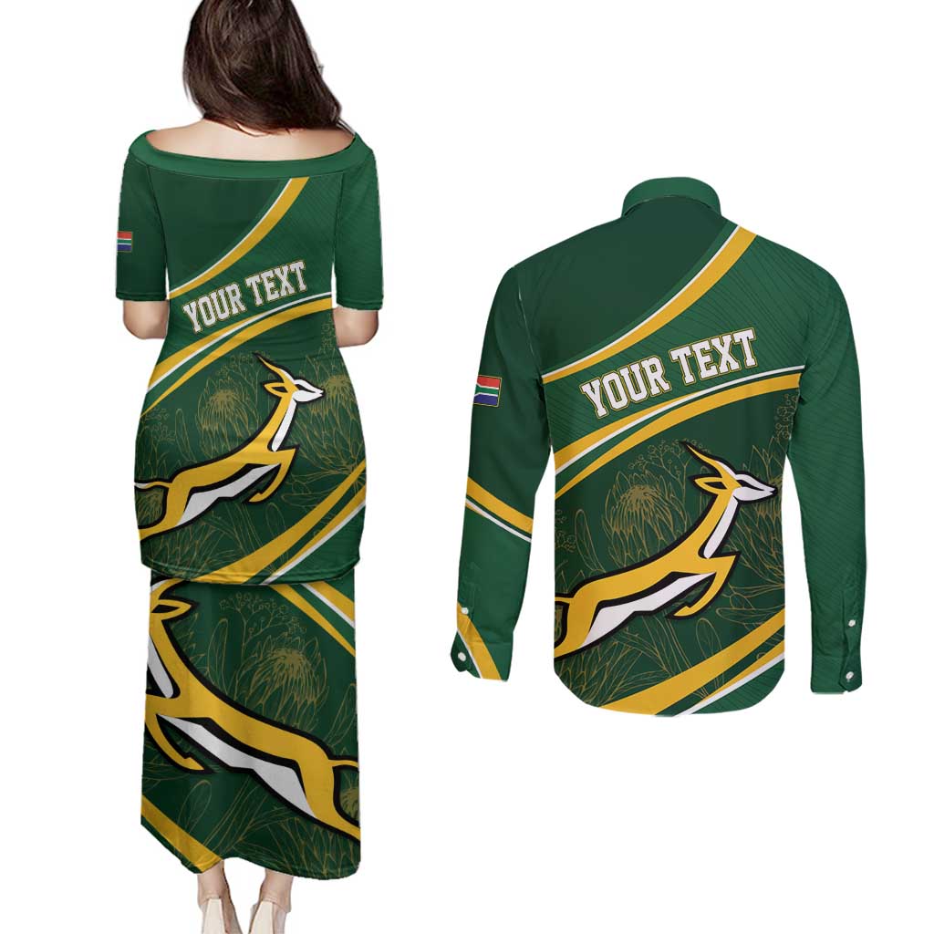 South Africa Rugby Personalized Bokke Couples Matching Puletasi and Long Sleeve Button Shirt Springboks - Stronger Together - Aussie Hoodie