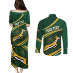 South Africa Rugby Personalized Bokke Couples Matching Puletasi and Long Sleeve Button Shirt Springboks - Stronger Together - Aussie Hoodie