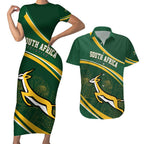 South Africa Rugby Personalized Bokke Couples Matching Short Sleeve Bodycon Dress and Hawaiian Shirt Springboks - Stronger Together - Aussie Hoodie